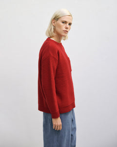 Loose Knit Sweatshirt Organic Cotton Washed Burgundy