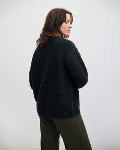 Loose Knit Sweatshirt Organic Cotton True Black