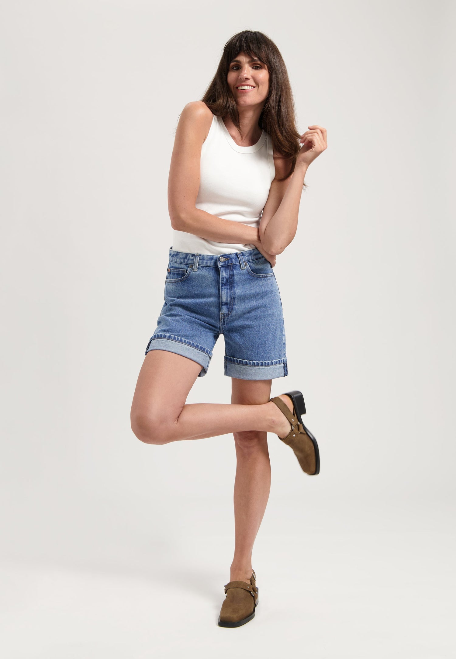 Luna Mid Denim Shorts Stone Vintage