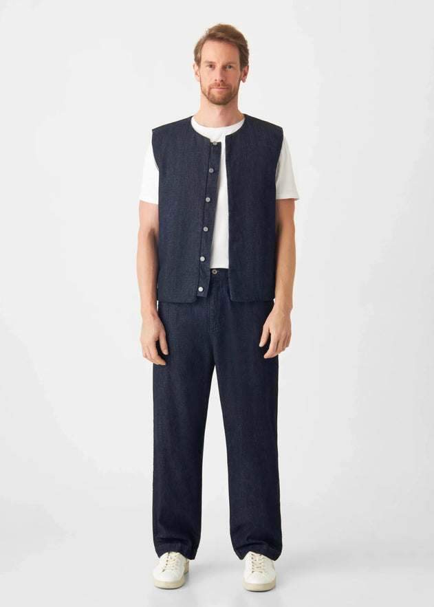 Loom Loose Lightweight Hemp Blend Chinos Raw Blue