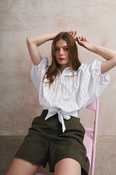Magic Organic Cotton Broderie Anglaise Blouse White