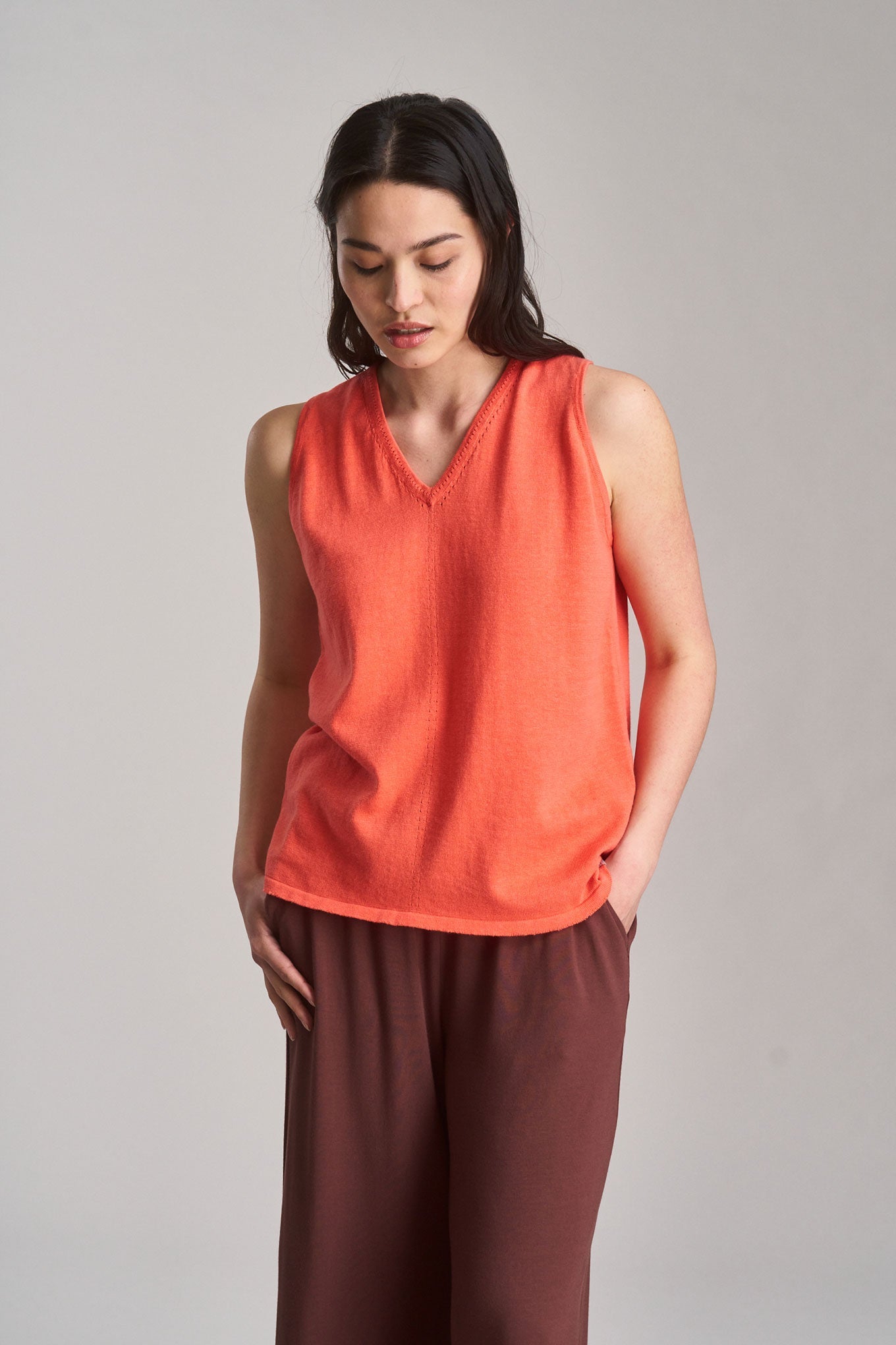 Mala Organic Linen Blend Vest Pink