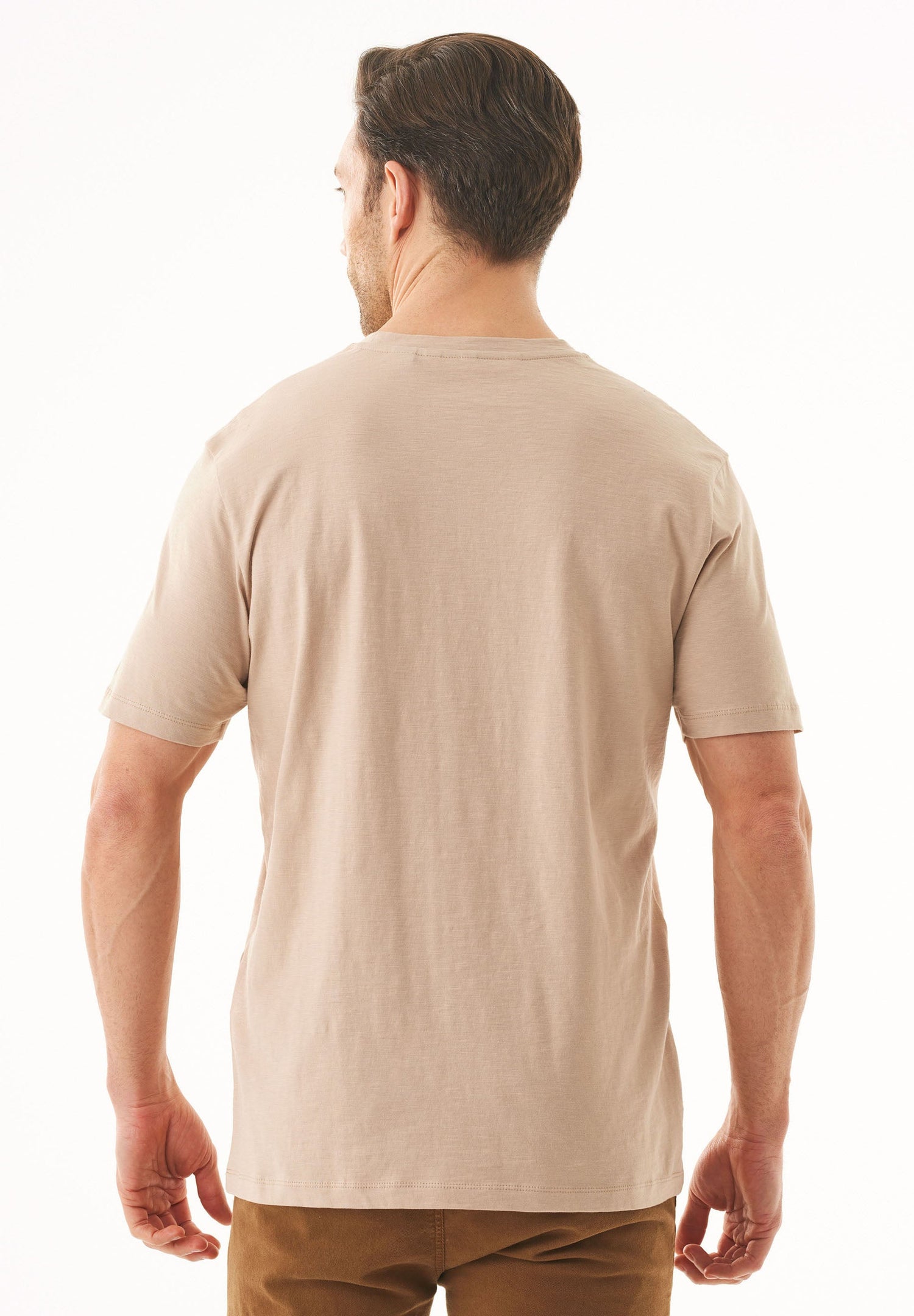 Men's Basic Round Neck T-Shirt Beige