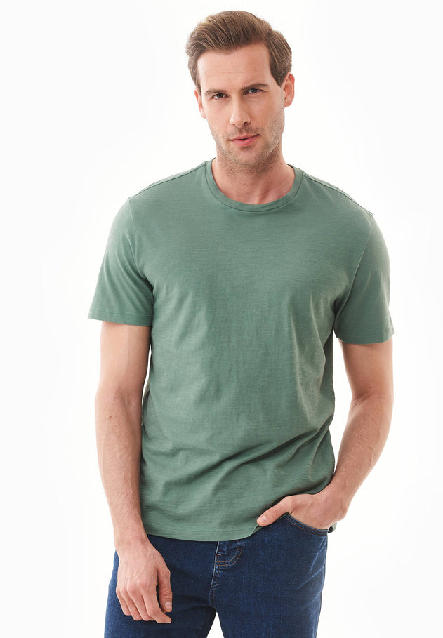 Men's Basic Round Neck T-Shirt Green Tea