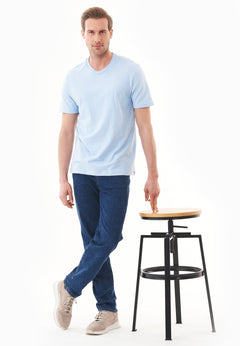 Men's Basic Round Neck T-Shirt Powder Blue