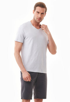 Men's Basic V-Neck T-Shirt Light Grey