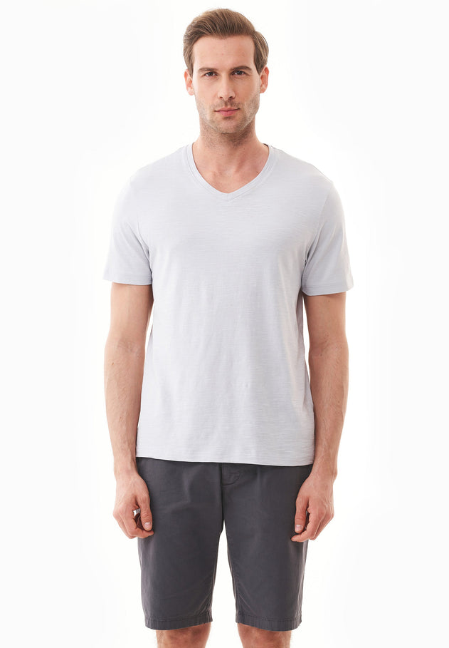 Men's Basic V-Neck T-Shirt Light Grey