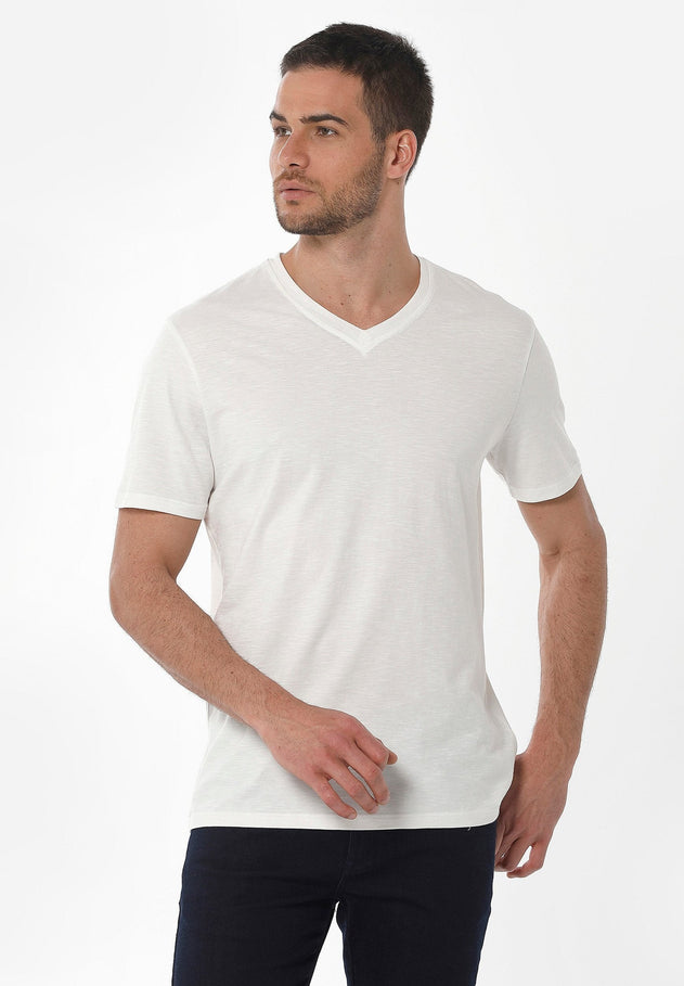 Men's Basic V-Neck T-Shirt Off White
