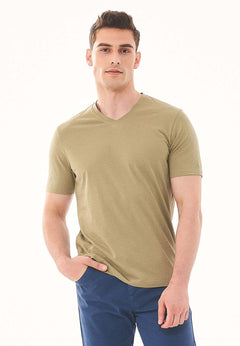 Men's Basic V-Neck T-Shirt Olive