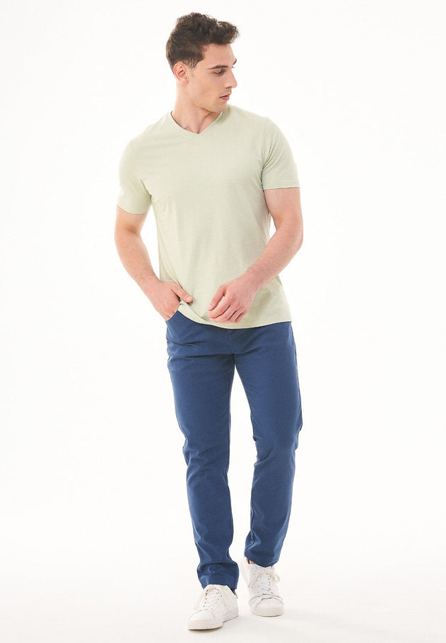 Basic V-Neck T-Shirt Soft Green