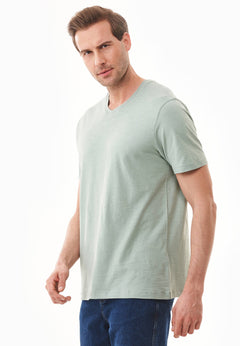 Men's Basic V-Neck T-Shirt Water Green