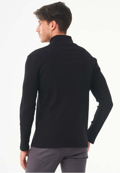 Men's Long-Sleeved Ribbed Turtleneck Shirt Black