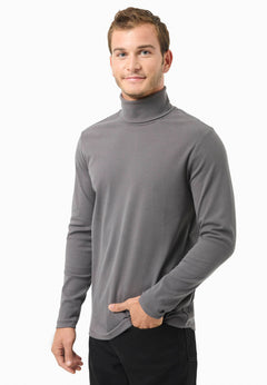 Men's Organic Cotton Turtleneck Shirt Asphalt