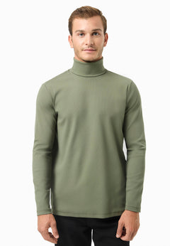 Men's Organic Cotton Turtleneck Shirt Khaki