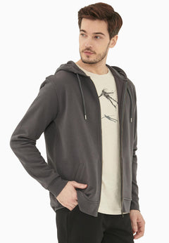 Men's Organic Cotton Fleece Zipper Hoodie Asphalt