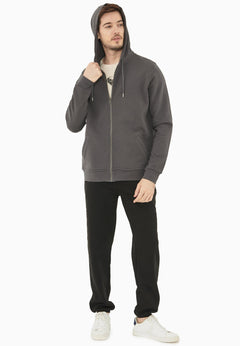 Men's Organic Cotton Fleece Zipper Hoodie Asphalt