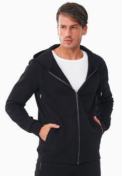 Men's Organic Cotton Fleece Zipper Hoodie Black