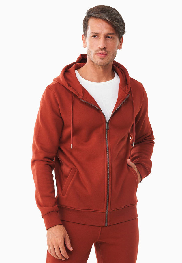 Men's Organic Cotton Fleece Zipper Hoodie Ginger