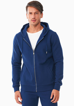 Men's Organic Cotton Fleece Zipper Hoodie Navy