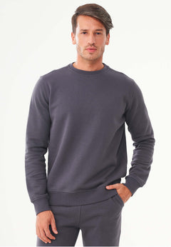 Men's Organic Cotton Fleece Sweatshirt Asphalt