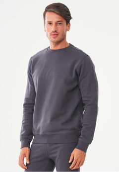Men's Organic Cotton Fleece Sweatshirt Asphalt