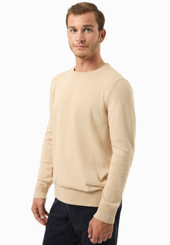 Men's Round Neck Organic Cotton Sweater Beige