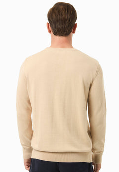 Men's Round Neck Organic Cotton Sweater Beige