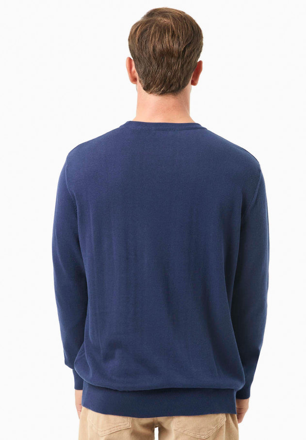 Men's Round Neck Organic Cotton Sweater Navy