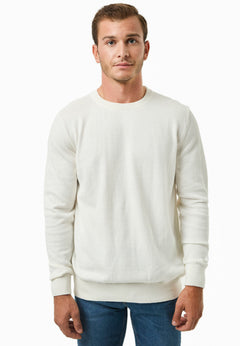 Men's Round Neck Organic Cotton Sweater Off White