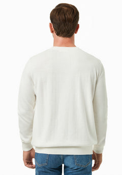 Men's Round Neck Organic Cotton Sweater Off White