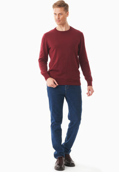 Men's Round Neck Organic Cotton Sweater Syrah Red