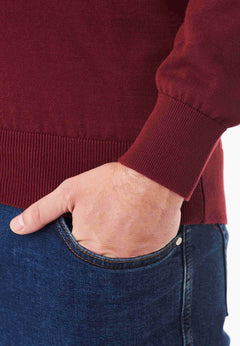 Men's Round Neck Organic Cotton Sweater Syrah Red