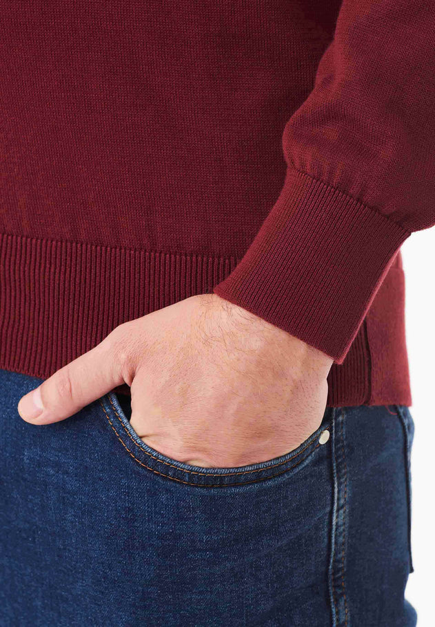 Men's Round Neck Organic Cotton Sweater Syrah Red