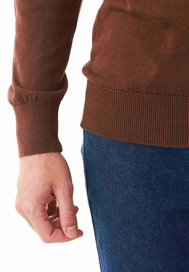 Men's V-Neck Organic Cotton Sweater Radical Brown