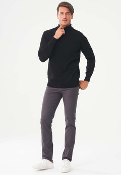 Men's Organic Cotton Turtleneck Sweater Black