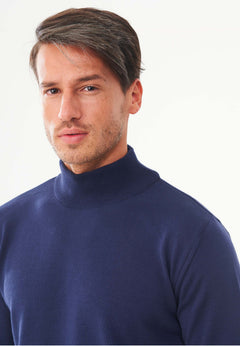 Men's Organic Cotton Turtleneck Sweater Navy