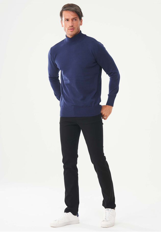 Men's Organic Cotton Turtleneck Sweater Navy