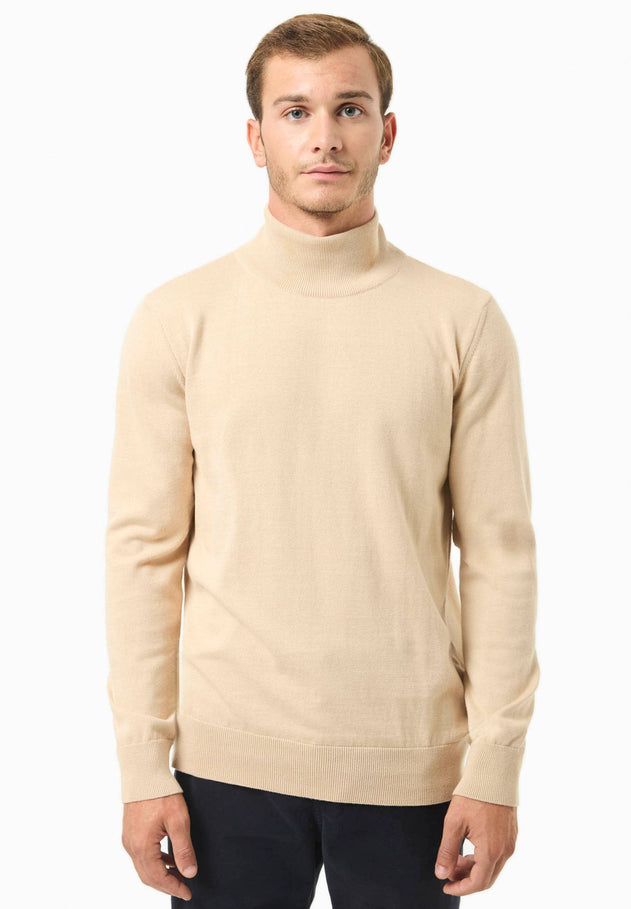 Men's Organic Cotton Turtleneck Sweater Beige