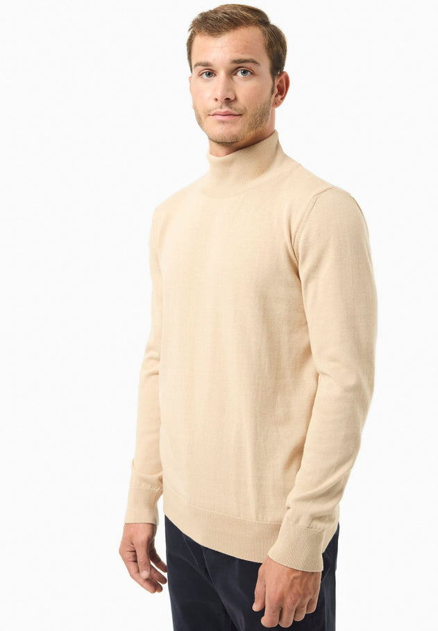 Men's Organic Cotton Turtleneck Sweater Beige