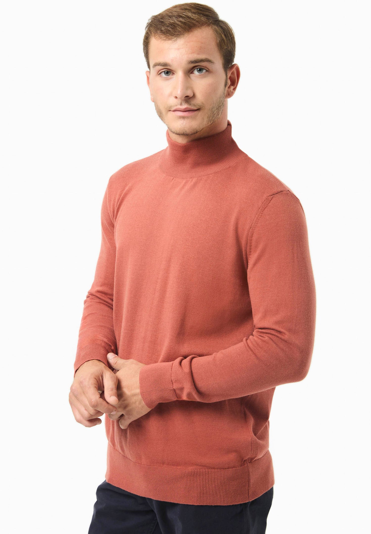 Men's Organic Cotton Turtleneck Sweater Cinnamon