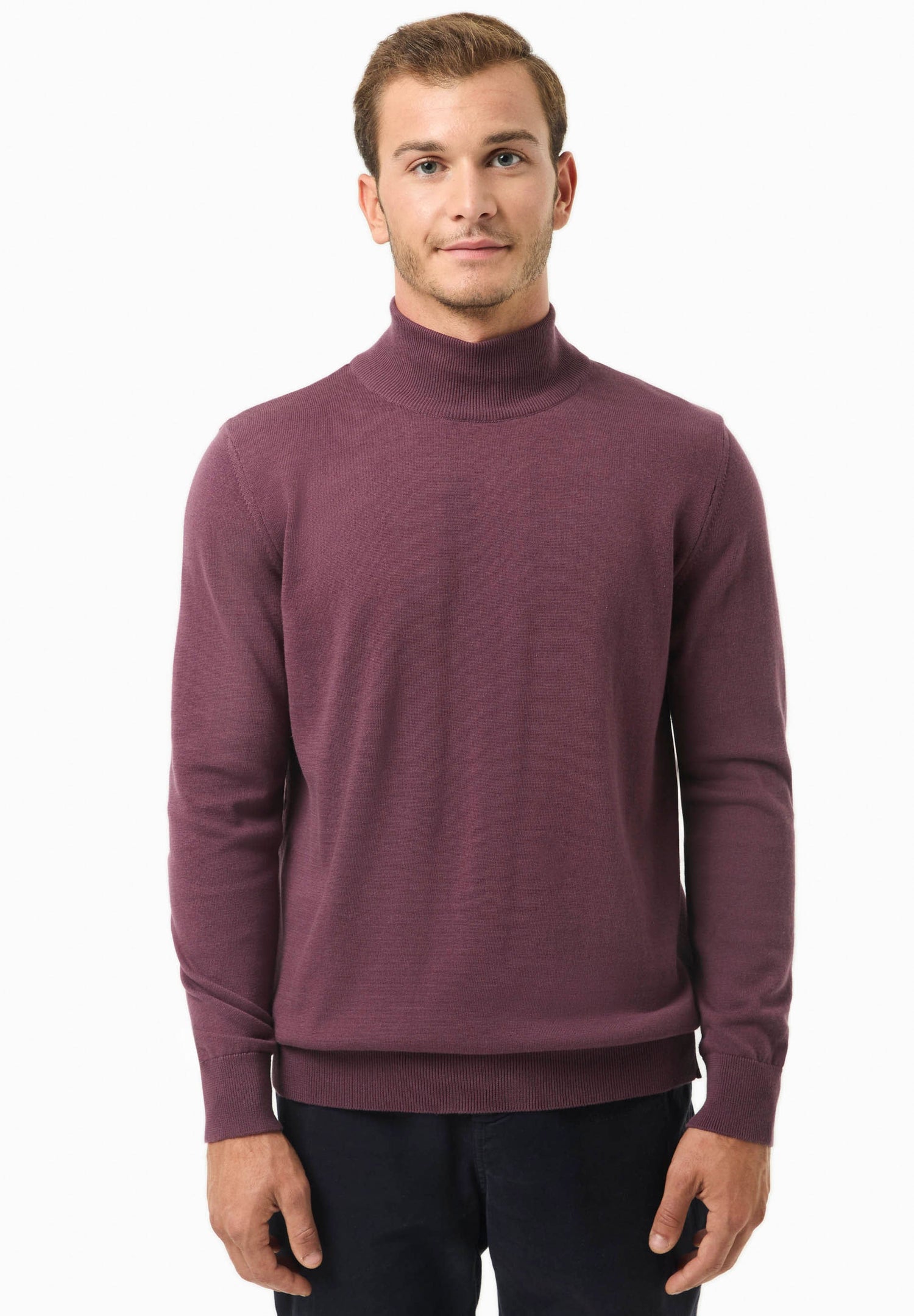 Men's Organic Cotton Turtleneck Sweater Dark Fig