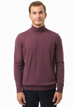 Men's Organic Cotton Turtleneck Sweater Dark Fig