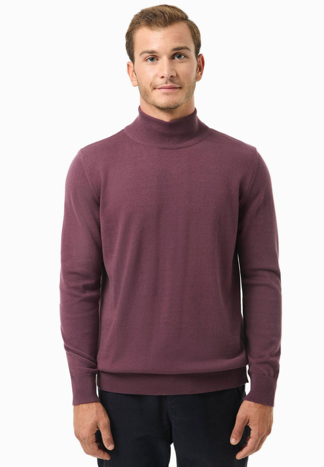 Men's Organic Cotton Turtleneck Sweater Dark Fig