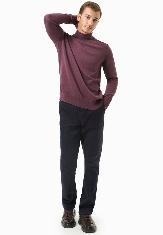 Men's Organic Cotton Turtleneck Sweater Dark Fig