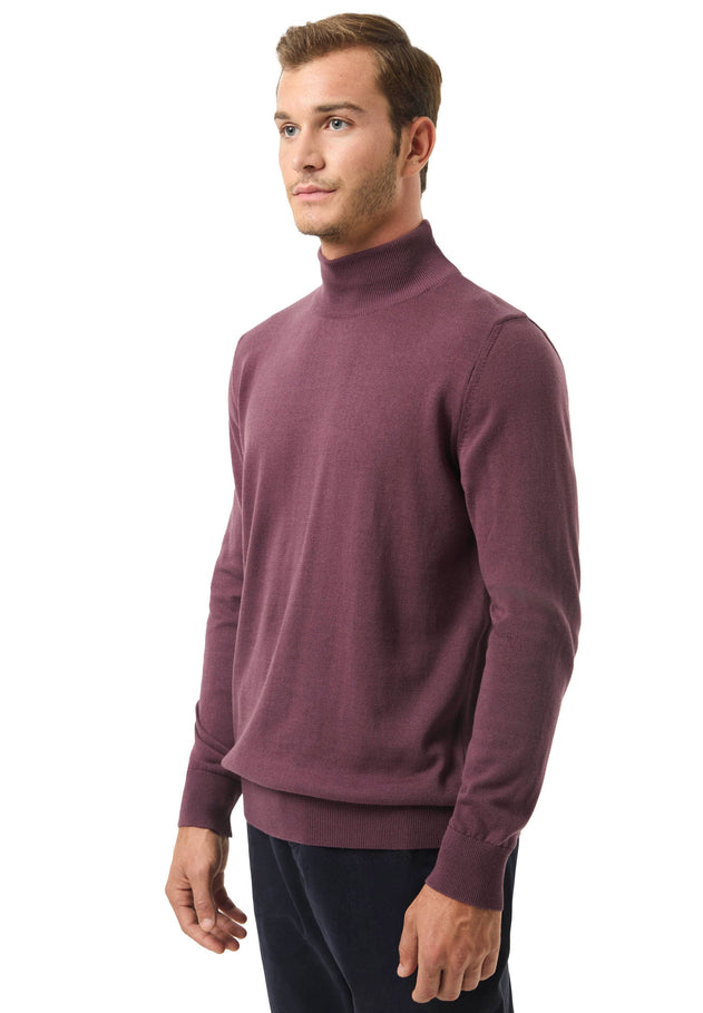 Men's Organic Cotton Turtleneck Sweater Dark Fig