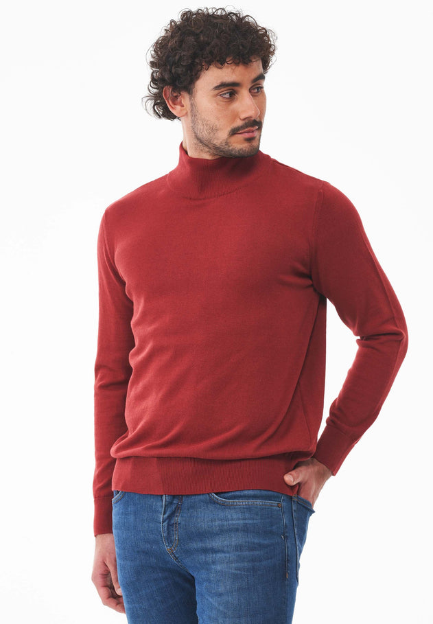 Men's Organic Cotton Turtleneck Sweater Merlot
