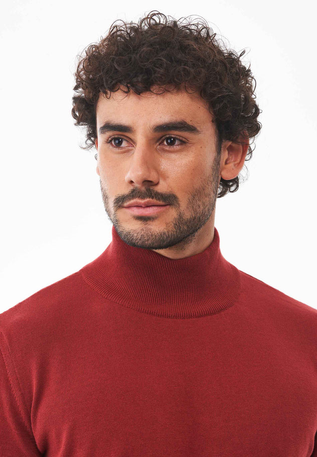 Men's Organic Cotton Turtleneck Sweater Merlot