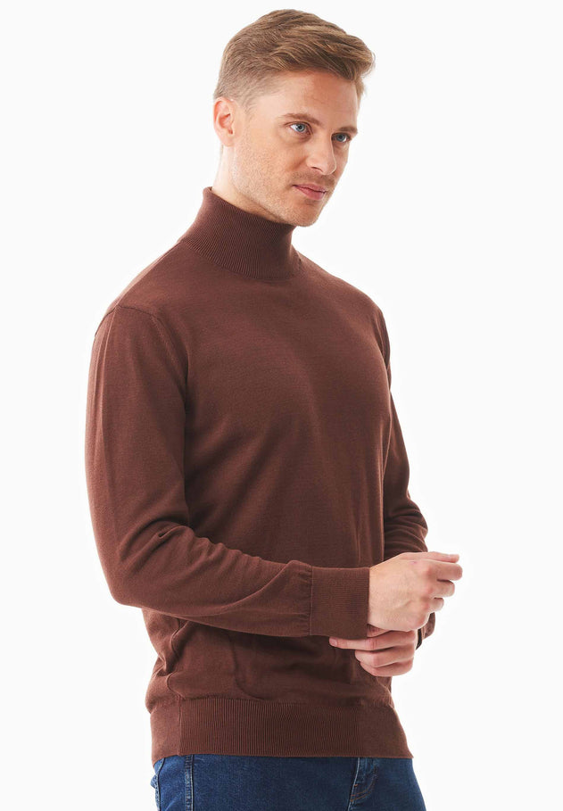 Men's Organic Cotton Turtleneck Sweater Radical Brown