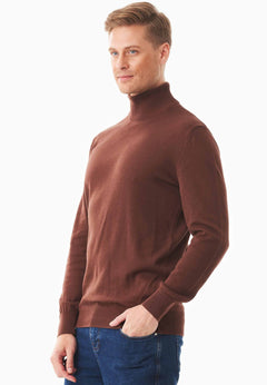 Men's Organic Cotton Turtleneck Sweater Radical Brown