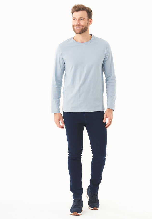 Men's Casual Long-Sleeved T-Shirt Dusty Blue